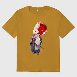 Мужская футболка оверсайз Заяц ронин