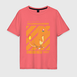Футболка оверсайз мужская Покемоны Чармандер Charmander, цвет: коралловый