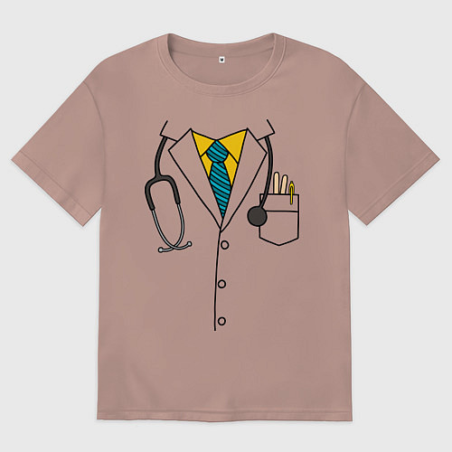 Мужская футболка оверсайз Халат врача / Пыльно-розовый – фото 1