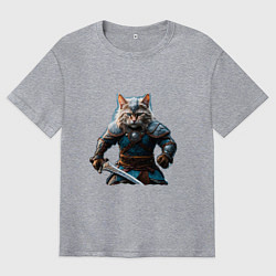 Мужская футболка оверсайз Кот викинг