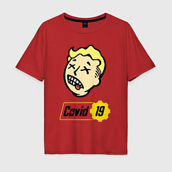 Футболка оверсайз мужская Vault boy - covid 19, цвет: красный