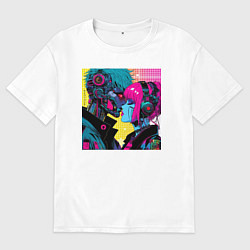 Футболка оверсайз мужская Cyber love - pop art fantasy, цвет: белый