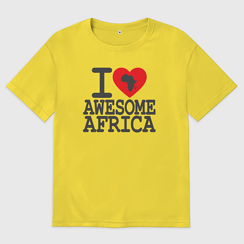 Мужская футболка оверсайз Я люблю потрясающую Африку / Желтый – фото 1