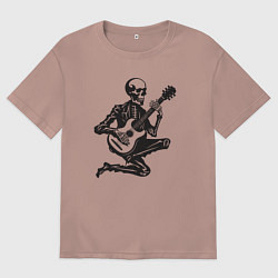Мужская футболка оверсайз Скелетик музыкант