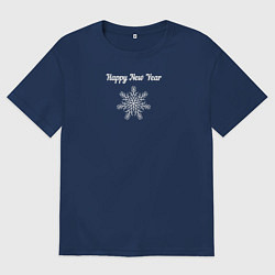 Мужская футболка оверсайз Happy New Year со снежинкой