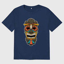 Футболка оверсайз мужская Африканская маска, цвет: тёмно-синий