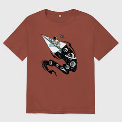 Мужская футболка оверсайз Космический бумажный самолётик