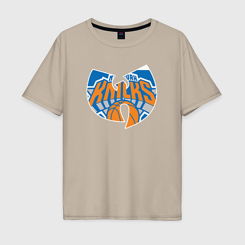 Мужская футболка оверсайз Wu-tang knicks / Миндальный – фото 1