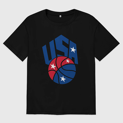 Мужская футболка оверсайз Баскетбол - США / Черный – фото 1
