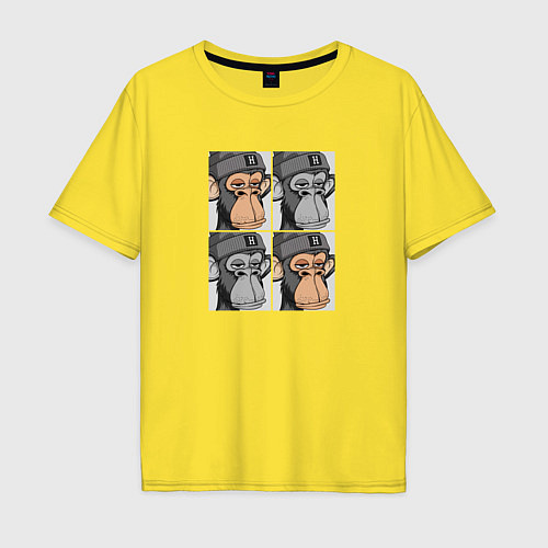 Мужская футболка оверсайз Four monkeys / Желтый – фото 1