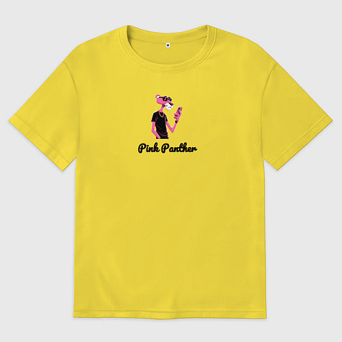 Мужская футболка оверсайз Pink Panther с телефоном / Желтый – фото 1