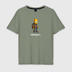 Футболка оверсайз мужская Bart Simpson cyberpunk, цвет: авокадо