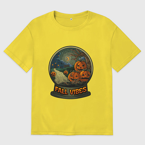 Мужская футболка оверсайз Стеклянный шар fall vibes / Желтый – фото 1
