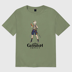 Футболка оверсайз мужская Bennett genshin impact love, цвет: авокадо
