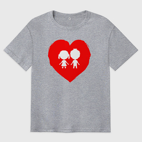 Мужская футболка оверсайз Алое сердце / Меланж – фото 1