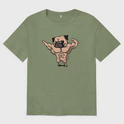 Мужская футболка оверсайз Мопс качок