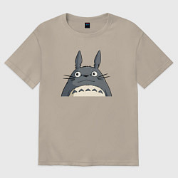 Футболка оверсайз мужская Выглядывающий тоторо, цвет: миндальный