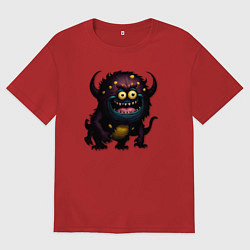 Мужская футболка оверсайз Страшный черный монстрик