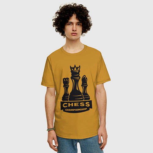 Мужская футболка оверсайз Chess championship / Горчичный – фото 3