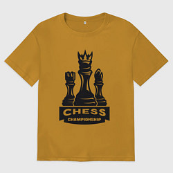 Футболка оверсайз мужская Chess championship, цвет: горчичный