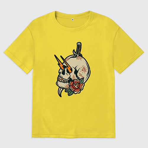 Мужская футболка оверсайз Грозовой череп / Желтый – фото 1
