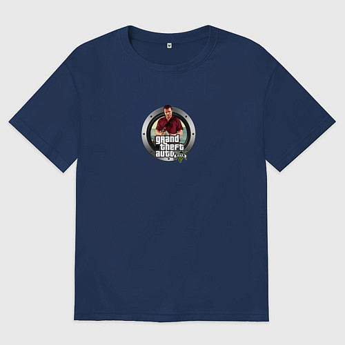 Мужская футболка оверсайз Grand Theft Auto / Тёмно-синий – фото 1