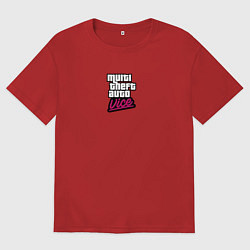 Футболка оверсайз мужская GTA vice city game logo, цвет: красный