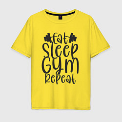 Футболка оверсайз мужская Eat sleep gym, цвет: желтый