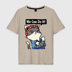 Мужская футболка оверсайз We can do it - cat