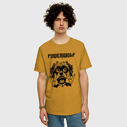 Футболка оверсайз мужская Powerwolf - rock dog, цвет: горчичный — фото 2