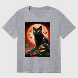 Мужская футболка оверсайз Стимпанк кот в очках - нейроарт