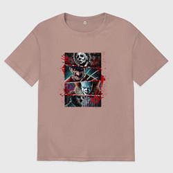 Мужская футболка оверсайз Halloween friends red blood