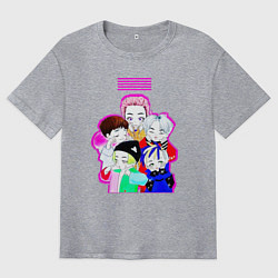 Футболка оверсайз мужская Big bang в аниме стиле, цвет: меланж