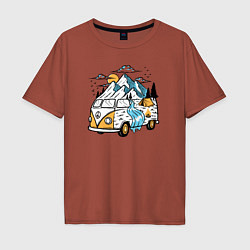 Футболка оверсайз мужская Volkswagen camper, цвет: кирпичный