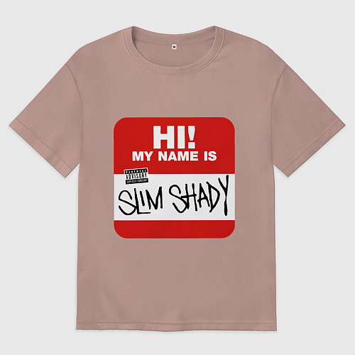 Мужская футболка оверсайз Eminem - slim shady sticker / Пыльно-розовый – фото 1