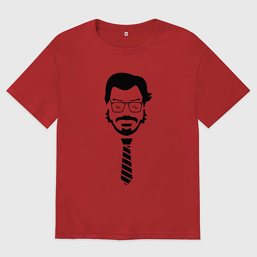 Мужская футболка оверсайз Профессор - бумажный дом / Красный – фото 1