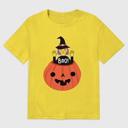 Мужская футболка оверсайз Ведьма в тыкве