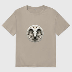 Футболка оверсайз мужская Козерог знак западного зодиака, цвет: миндальный