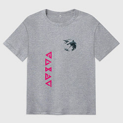 Мужская футболка оверсайз Ведьмак волк лого