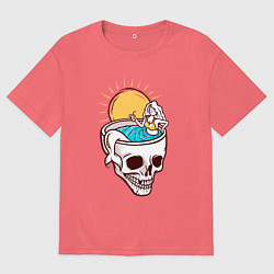 Мужская футболка оверсайз Русалочка в черепе