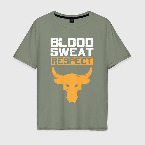 Мужская футболка оверсайз Blood sweet respect logo / Авокадо – фото 1