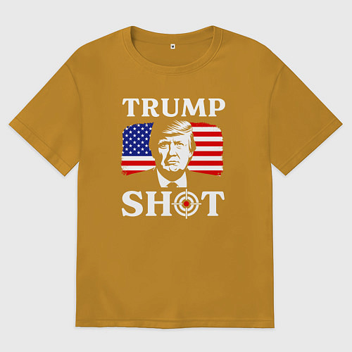 Мужская футболка оверсайз Trump shot / Горчичный – фото 1