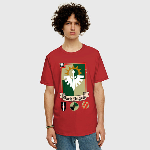 Мужская футболка оверсайз Dark angels Warhammer 40k / Красный – фото 3