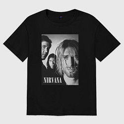 Футболка оверсайз мужская Nirvana rock band black, цвет: черный