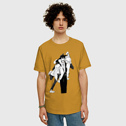 Футболка оверсайз мужская Человек-бензопила Аки Хаякава Пауэр, цвет: горчичный — фото 2