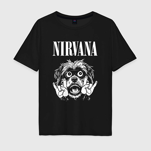 Мужская футболка оверсайз Nirvana rock dog / Черный – фото 1