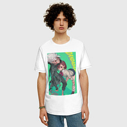 Футболка оверсайз мужская Дандадан Момо Аясэ, цвет: белый — фото 2