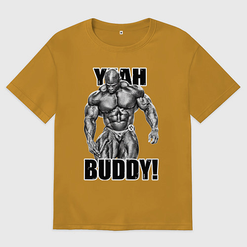 Мужская футболка оверсайз Ronnie Coleman- yeah buddy / Горчичный – фото 1