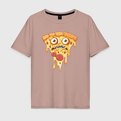 Футболка оверсайз мужская Pizza face, цвет: пыльно-розовый