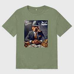 Футболка оверсайз мужская Dog Corleone - ai art fantasy, цвет: авокадо